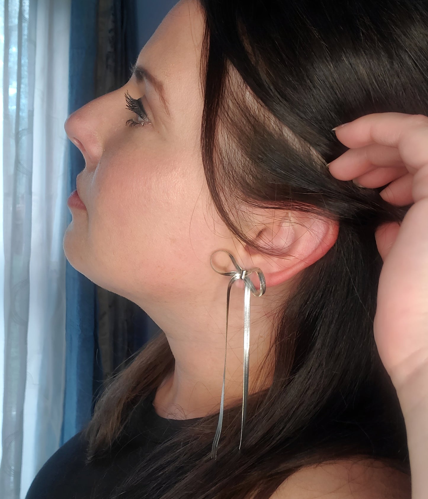 Herringbone Chain Bow Earrings