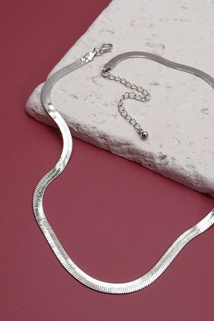 Herringbone Necklace in Gold and Silver