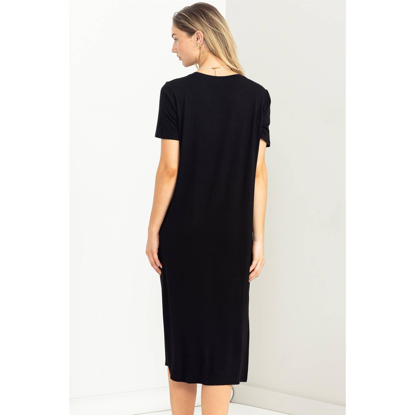 Soft midi T-Shirt Dress in Black