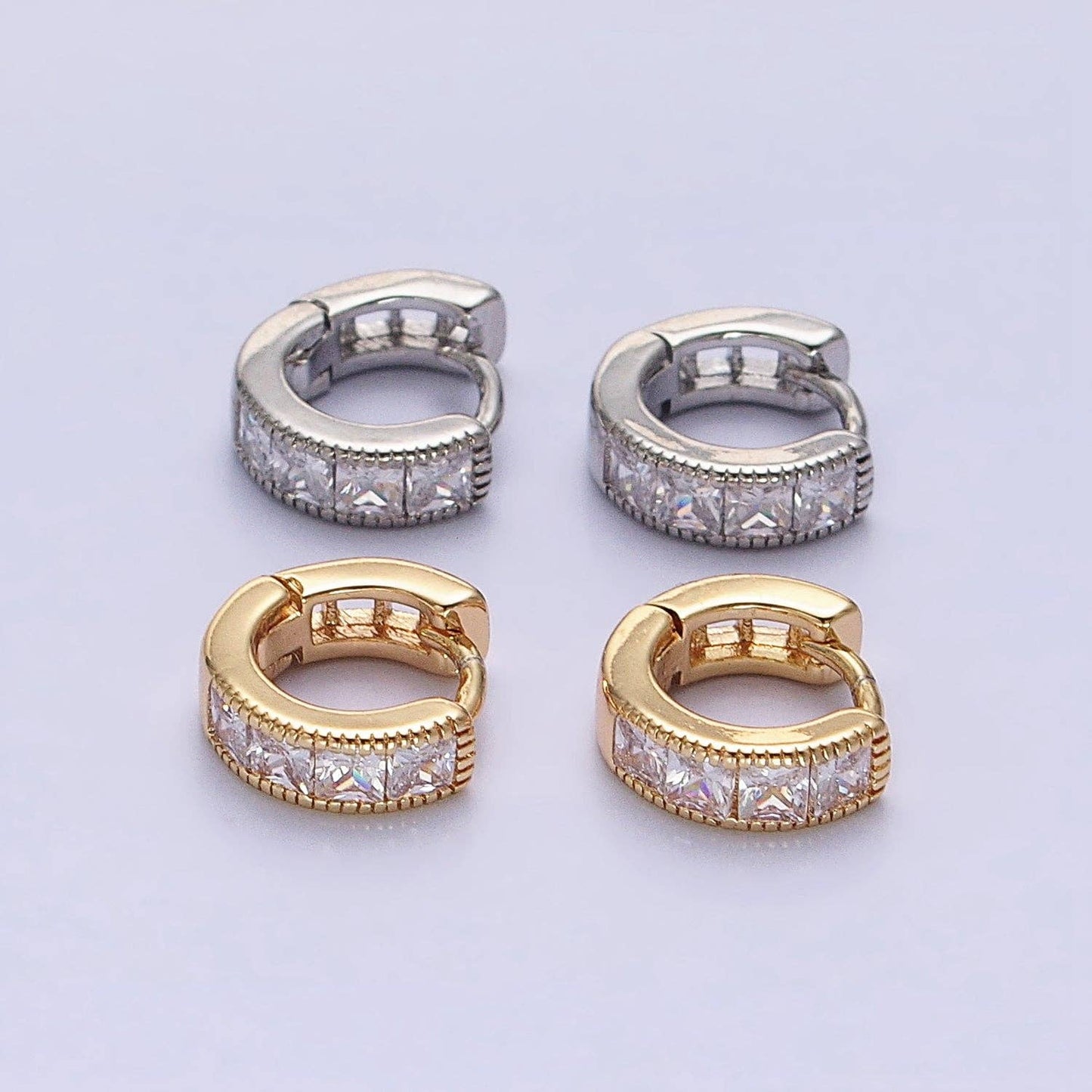 Tiny Huggie Earrings-Clear