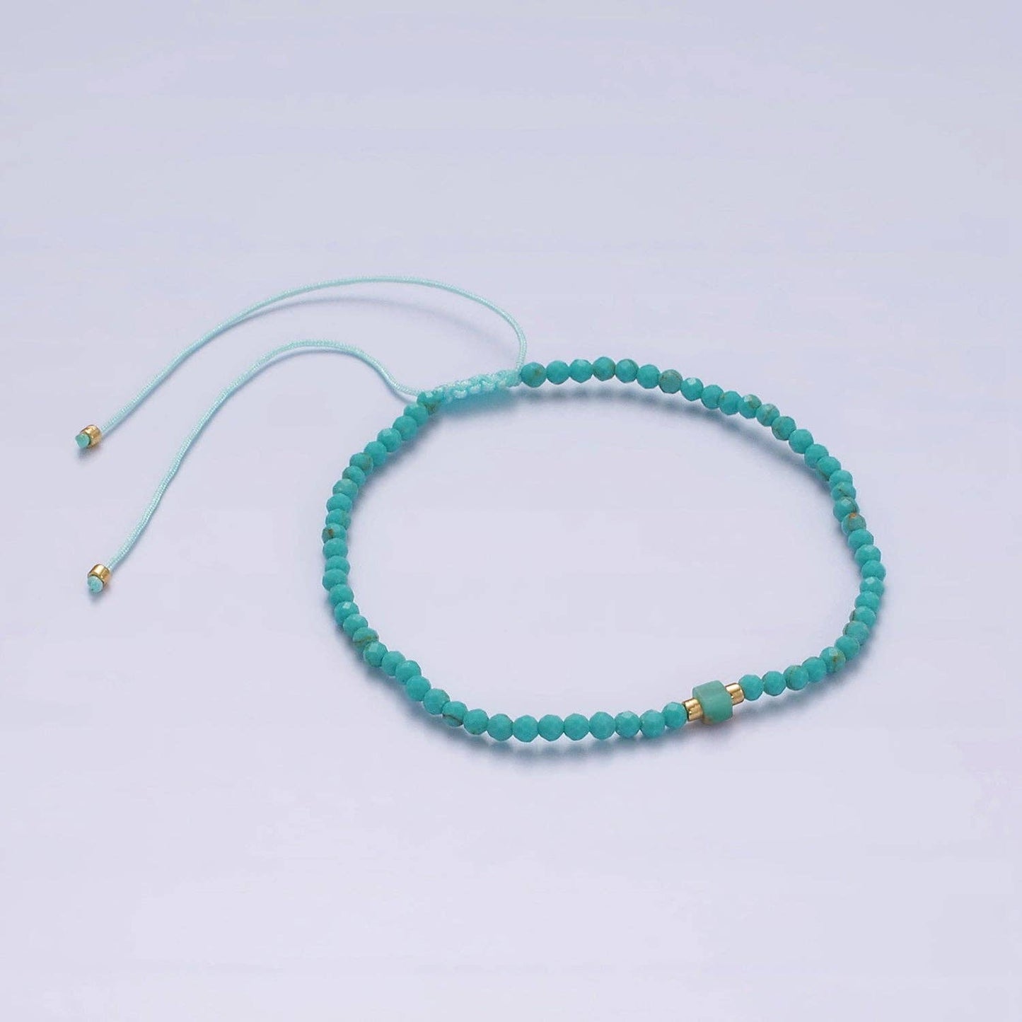 14K Gold Filled Turquoise Rope Adjustable Friendship Bracelet