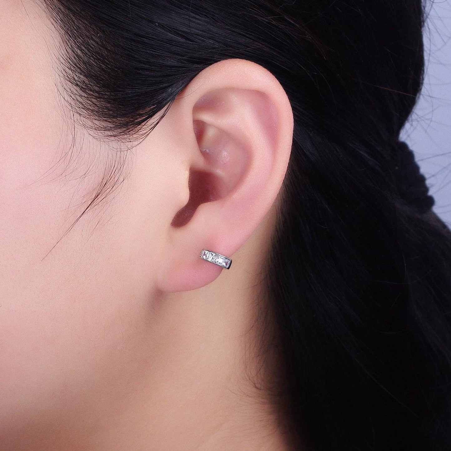 Tiny Huggie Earrings-Clear