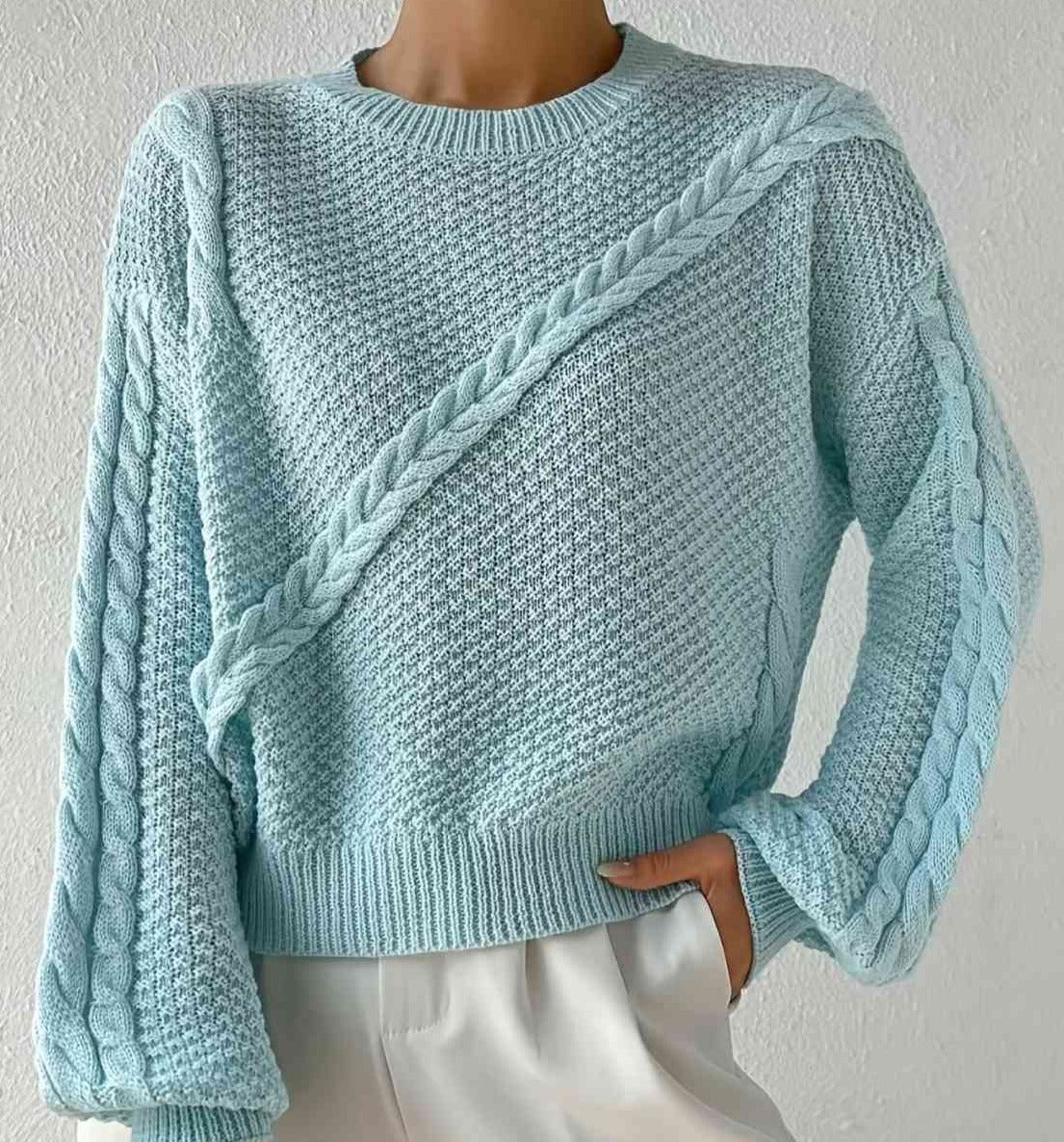 Round Neck Dropped Shoulder Sweater