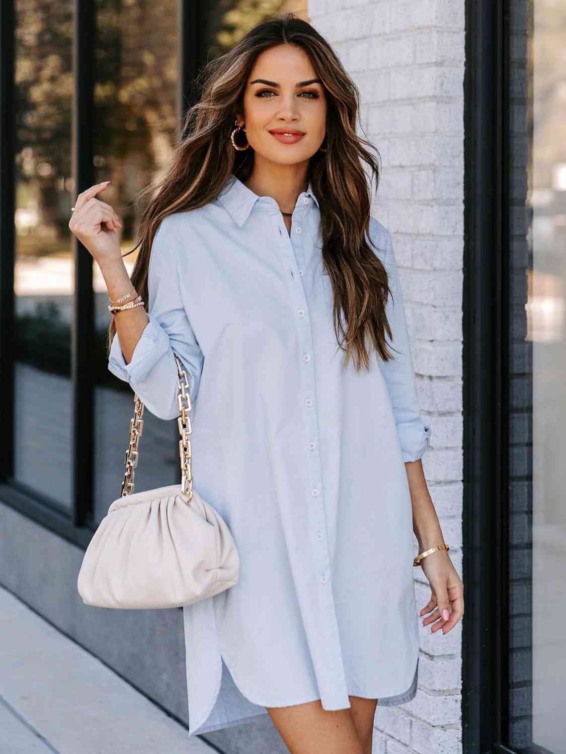 So Classic Long Sleeve Shirt Dress