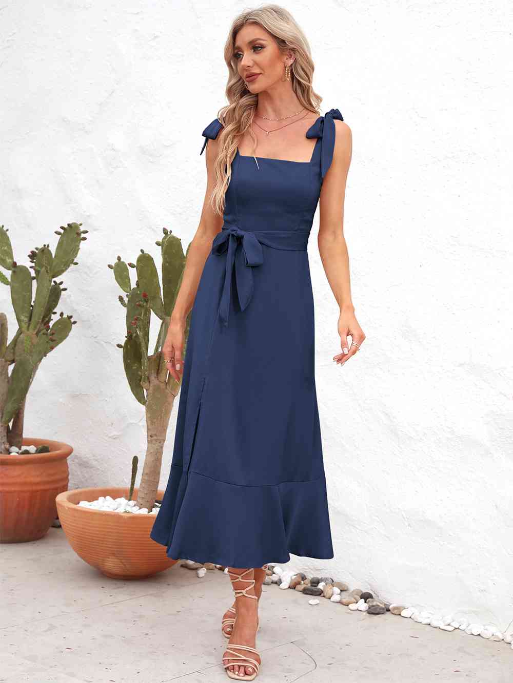 Bordou Tie Strap Midi Dress