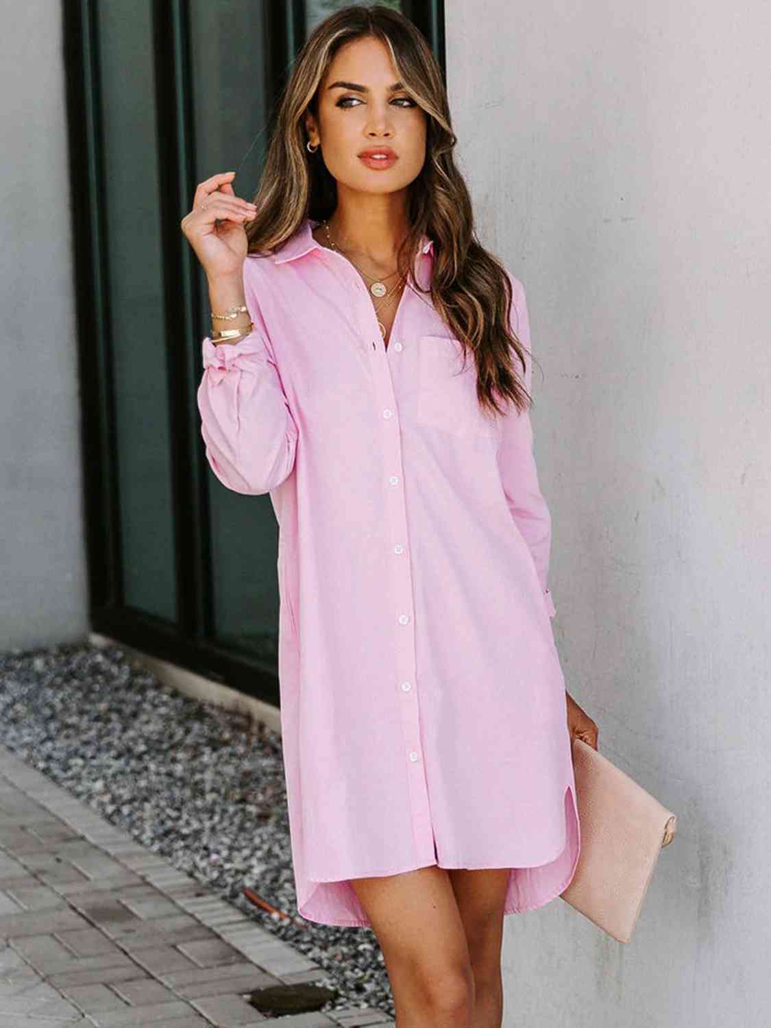 So Classic Long Sleeve Shirt Dress