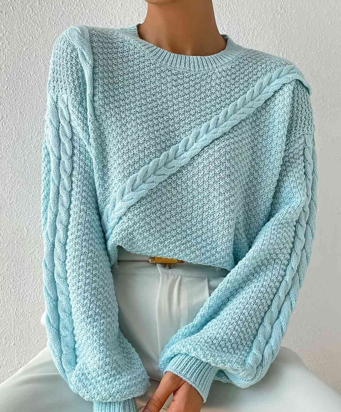 Round Neck Dropped Shoulder Sweater