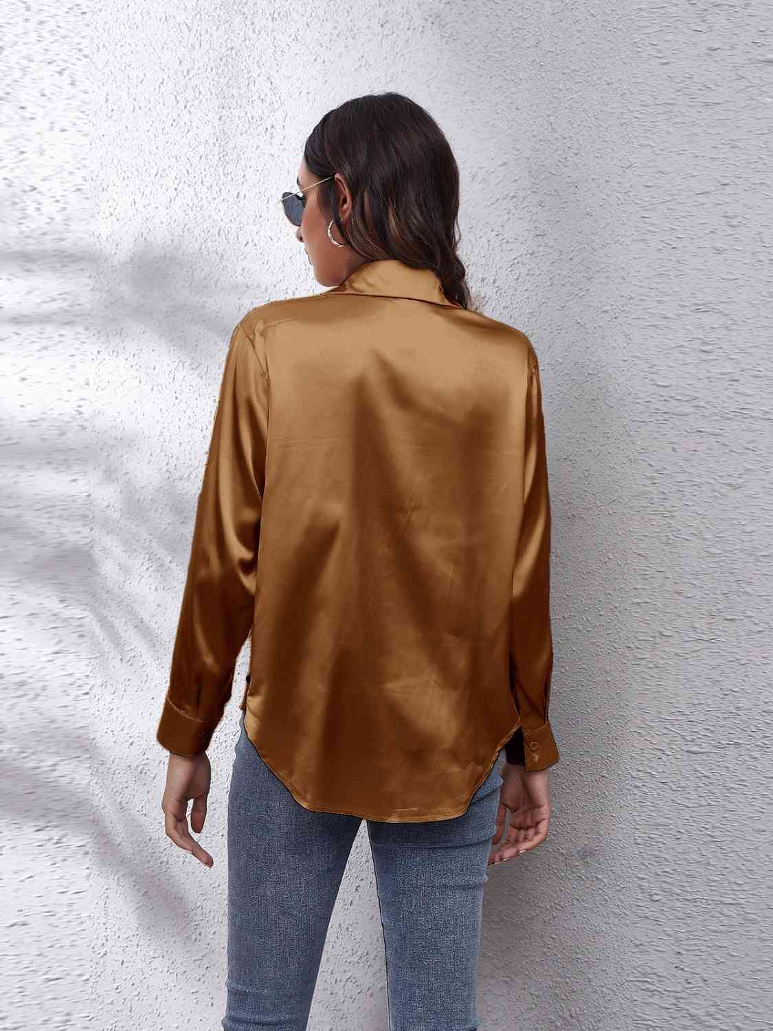 90's Favorite Satin Button Down Blouse