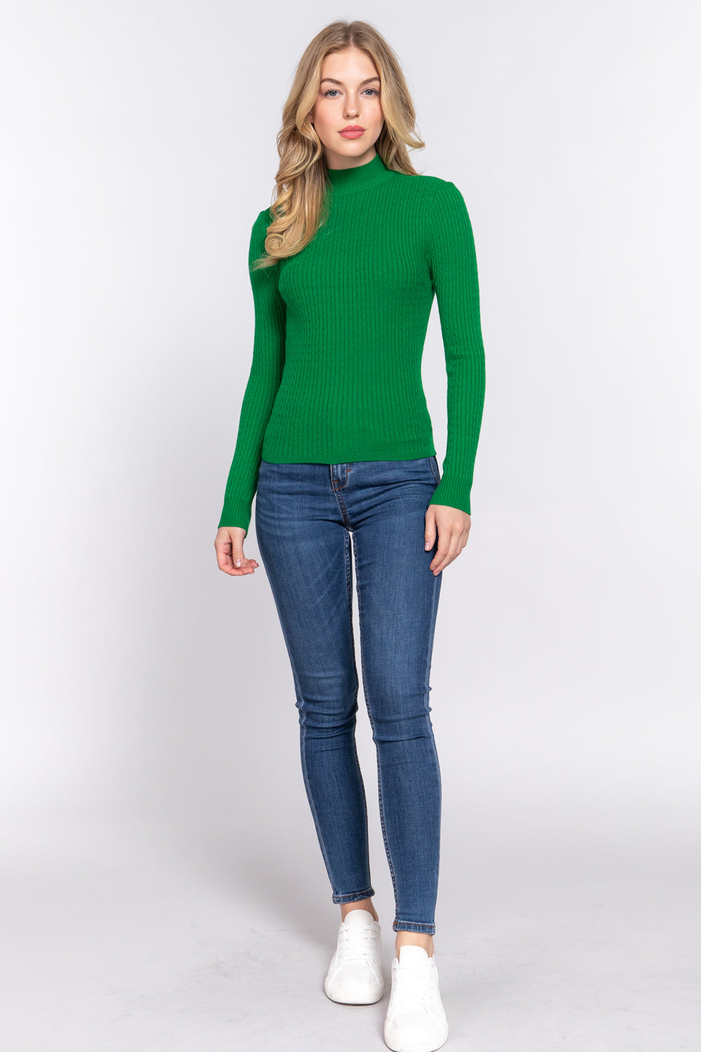 Long Sleeve Mock Neck Rib Sweater