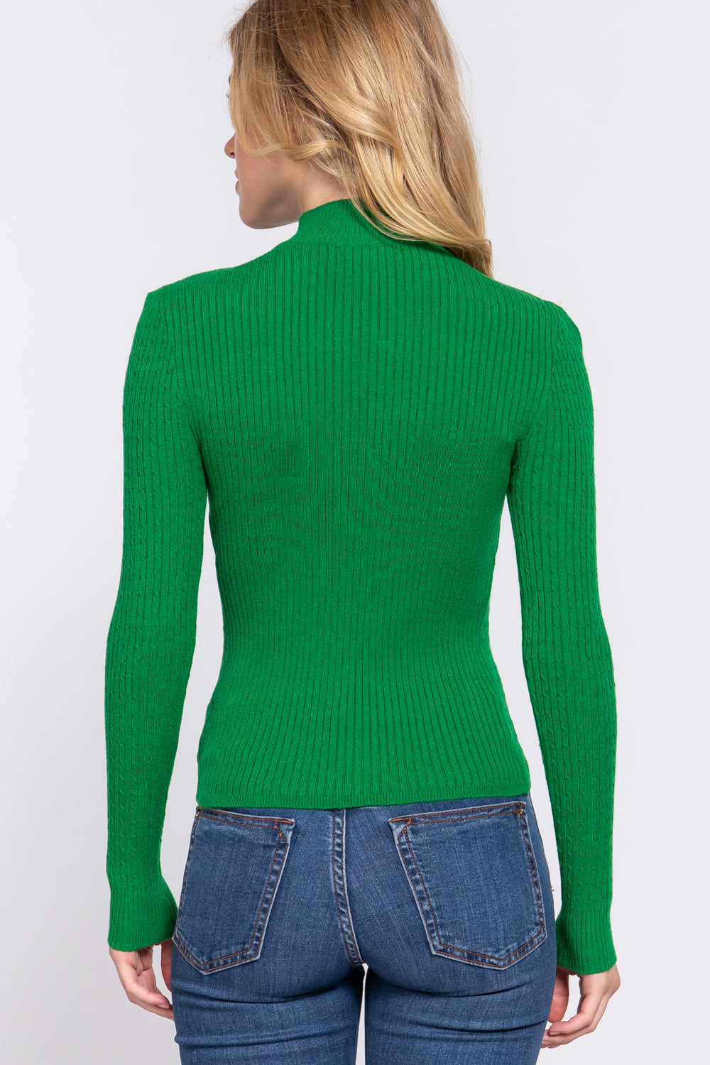 Long Sleeve Mock Neck Rib Sweater