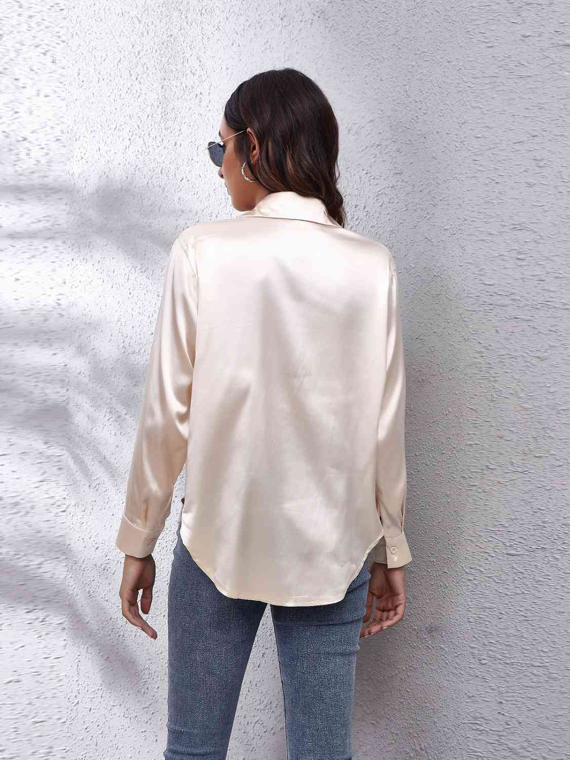 90's Favorite Satin Button Down Blouse