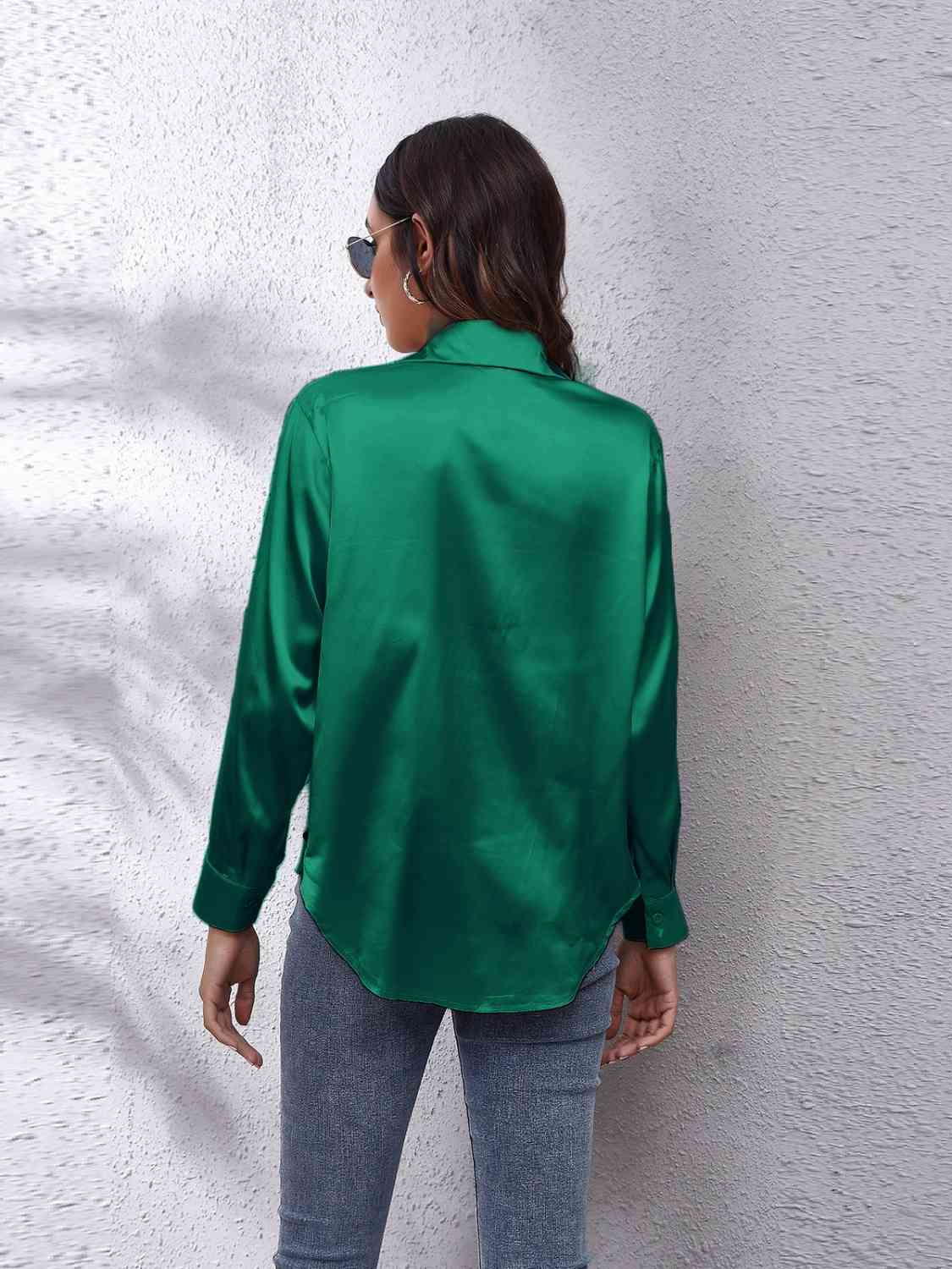 90's Favorite Satin Button Down Blouse