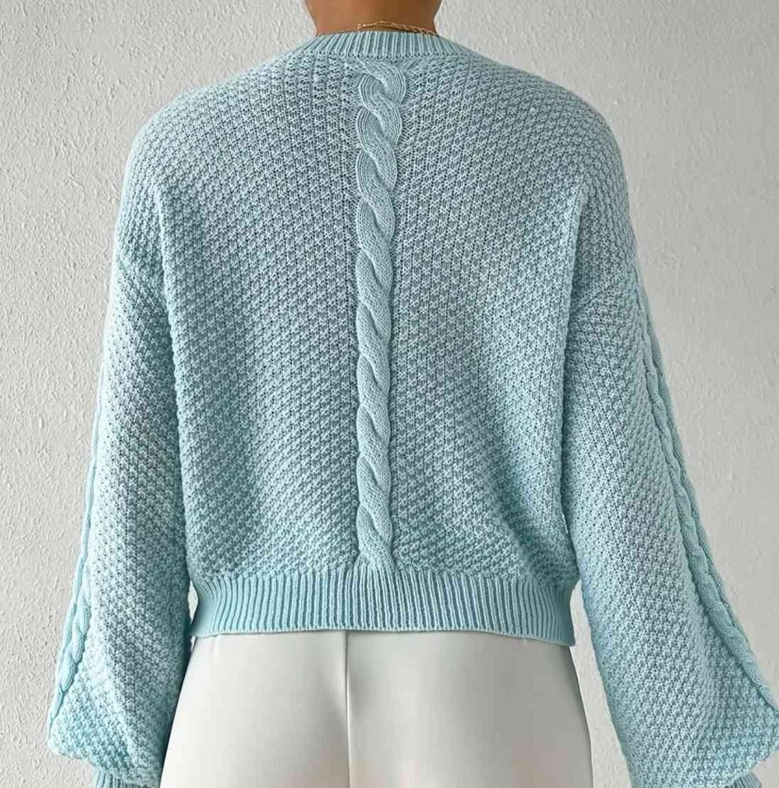 Round Neck Dropped Shoulder Sweater