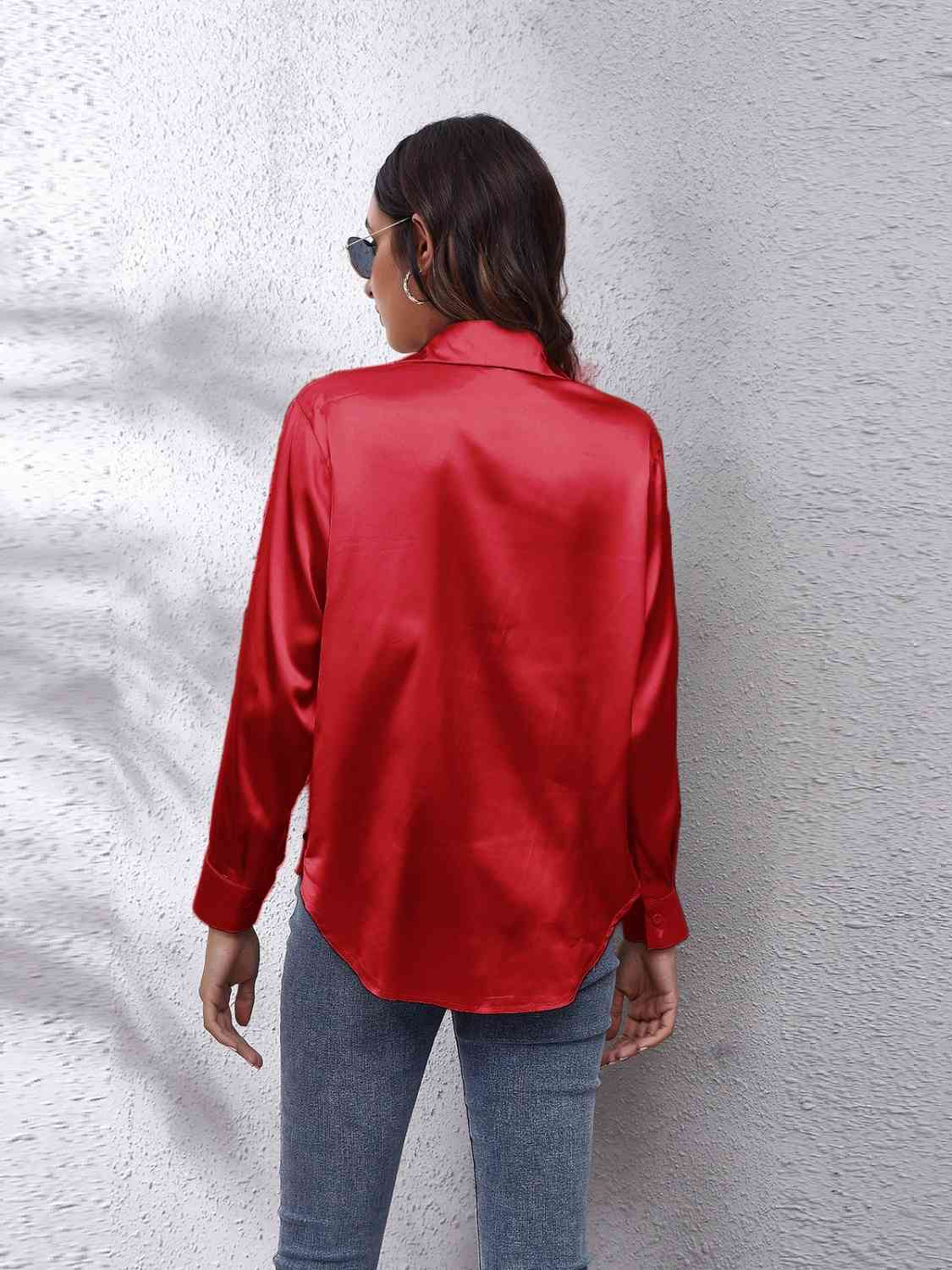 90's Favorite Satin Button Down Blouse