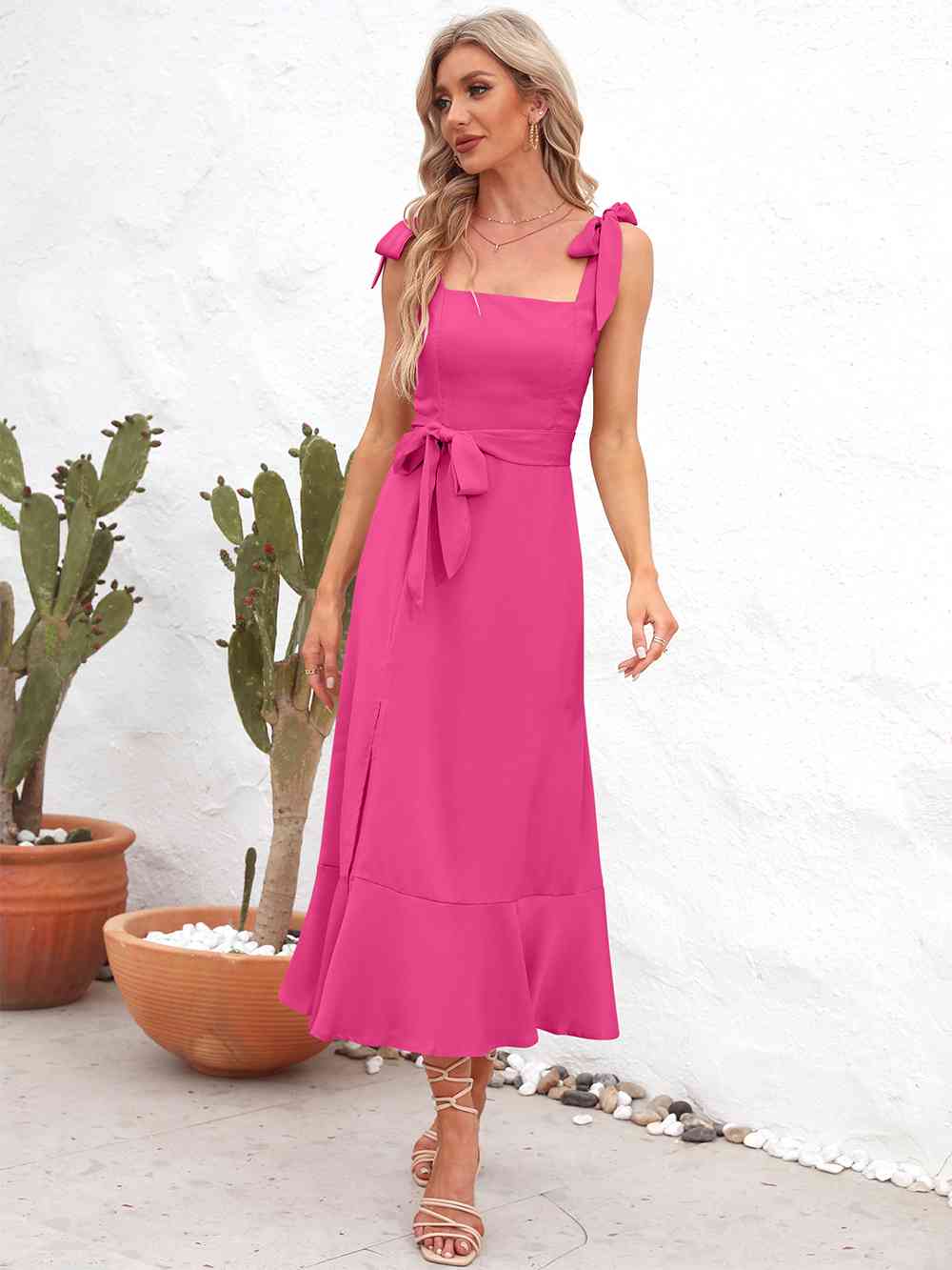 Bordou Tie Strap Midi Dress