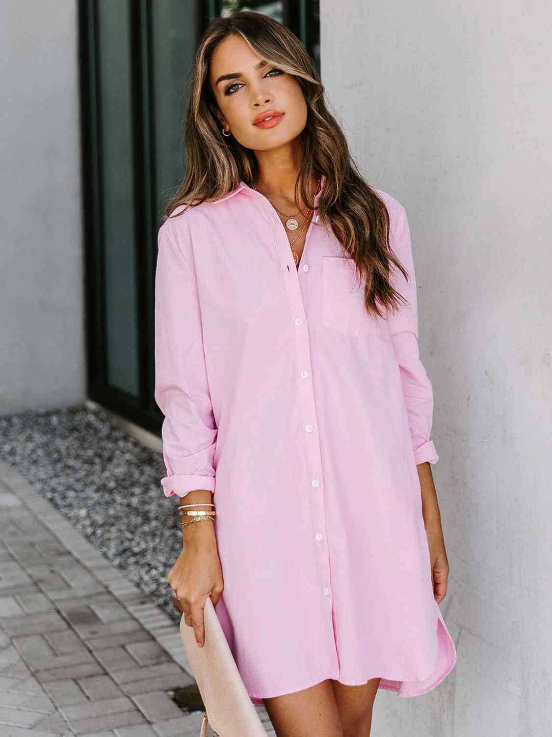 So Classic Long Sleeve Shirt Dress