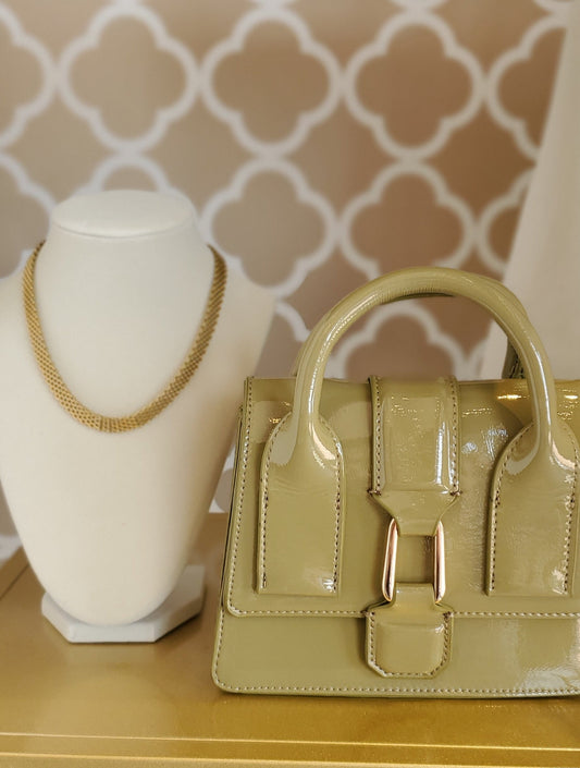 Enamel Top Handle Bag in