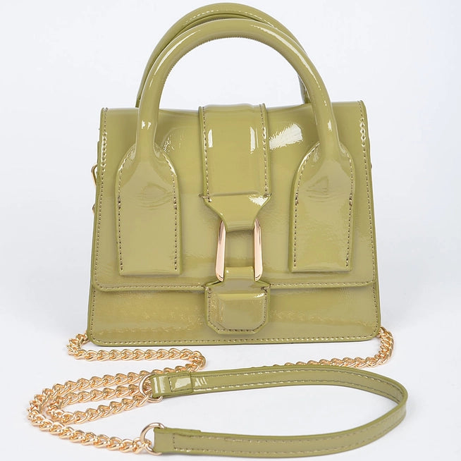Enamel Top Handle Bag in