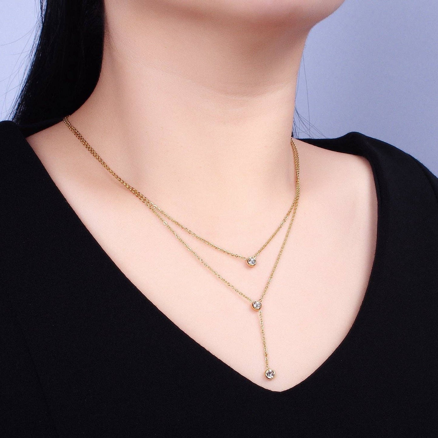 Double Layer Lariat Necklace