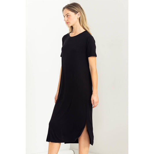 Soft midi T-Shirt Dress in Black